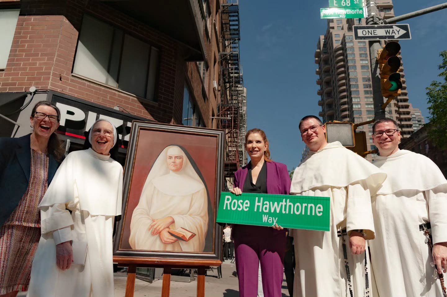 Today, with the City of New York, 68th Street between 1st and York Avenue was co-named as Rose Hawthorne Way.&nbsp;We were joined by Speaker of the New York City Council, Julie Menin, and Mother Marie Edward, O.P., General Superior of Dominican Siste