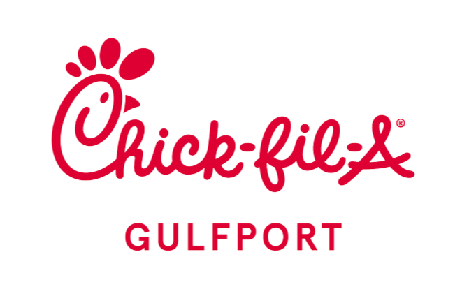 Chick-fil-A logo with a red chicken foot above the stylized red text 'Chick-fil-A' and 'Gulfport' in red capital letters below.