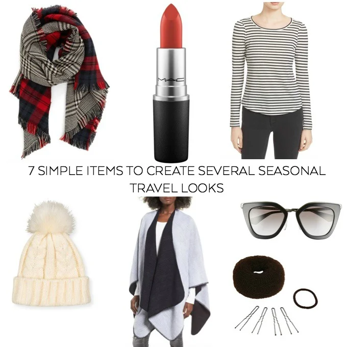seven simple items to create several seasonal travel looks