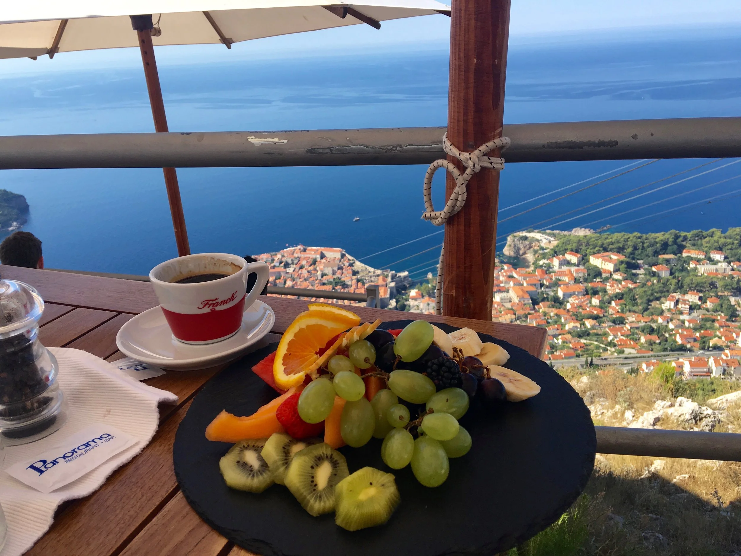 dubrovnik cable car and panoramic restaurant.