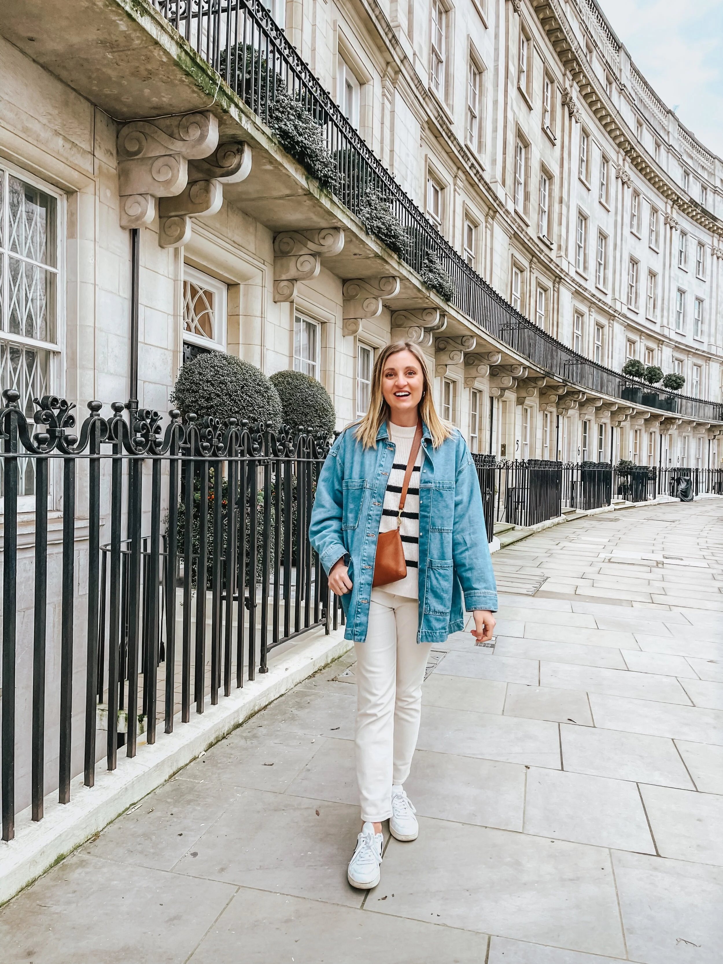 Outfit Links: Jacket, Sweater, Jeans, Bag, Shoes