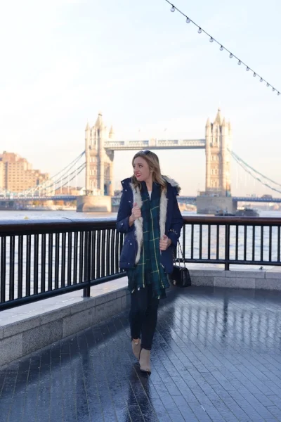 TARTAN SCARF: BANANA REPUBLIC, PARKA: BANANA REPUBLIC