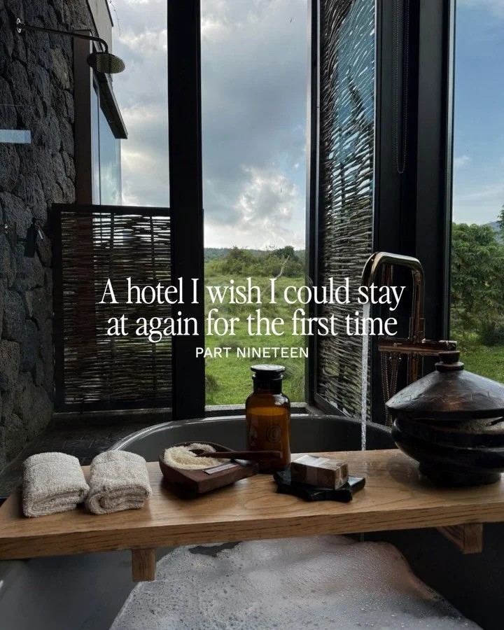 Singita Kwitonda sits on the edge of Volcanoes National Park in Rwanda, with views of Sabyinyo, Gahinga and Muhabura volcanoes from your bedroom window. The suites are stunning, with indoor and outdoor fireplaces, glass-enclosed outdoor showers, heat