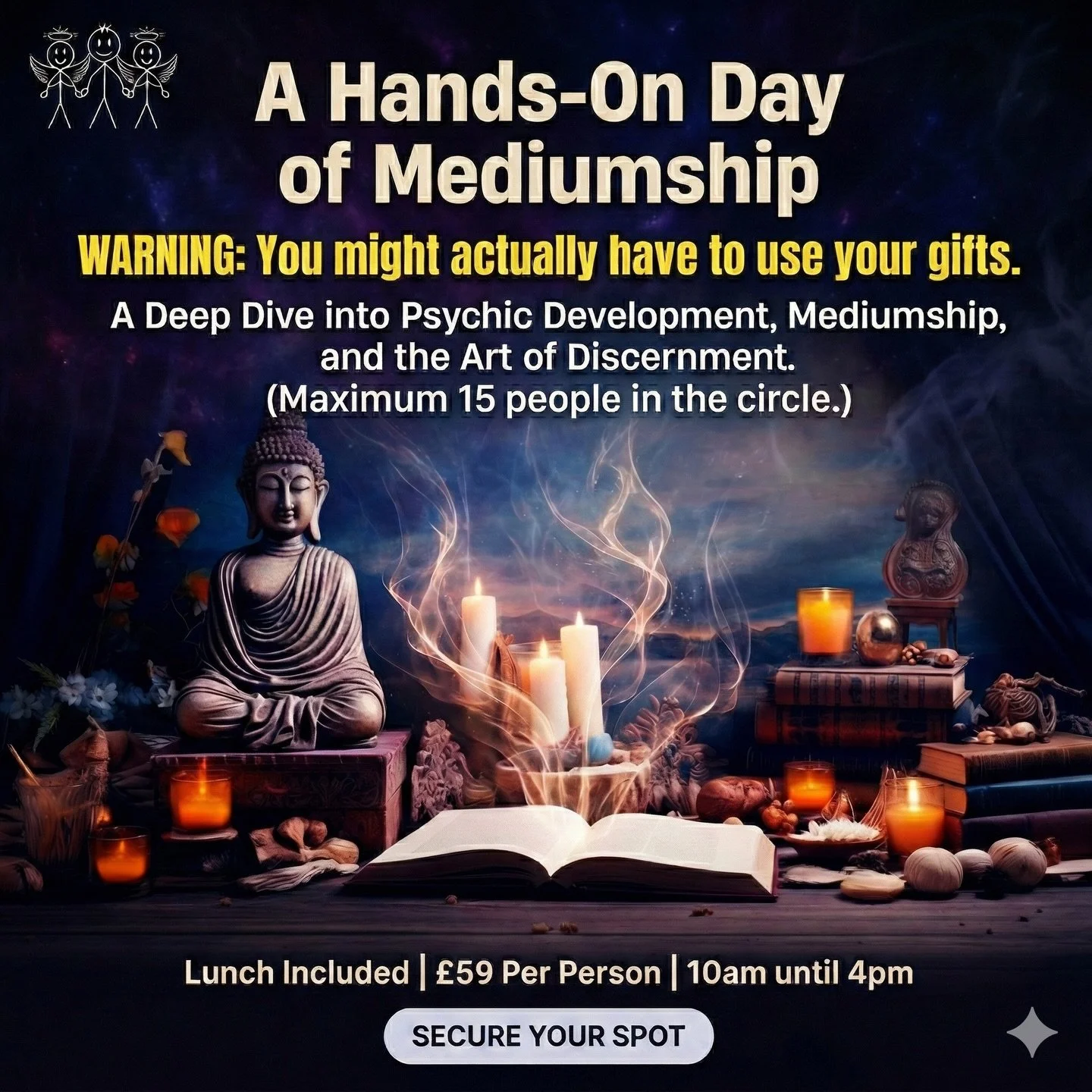 Do something fun! Do something different. ✨

Ditch the DIY and the daily noise for a Saturday with a supernatural twist! 🕯️

Saturday 11th April or Saturday 2nd May 

Where?: Admaston Village Hall, School Lane, Rugeley, WS15

The Skills: Crack the c