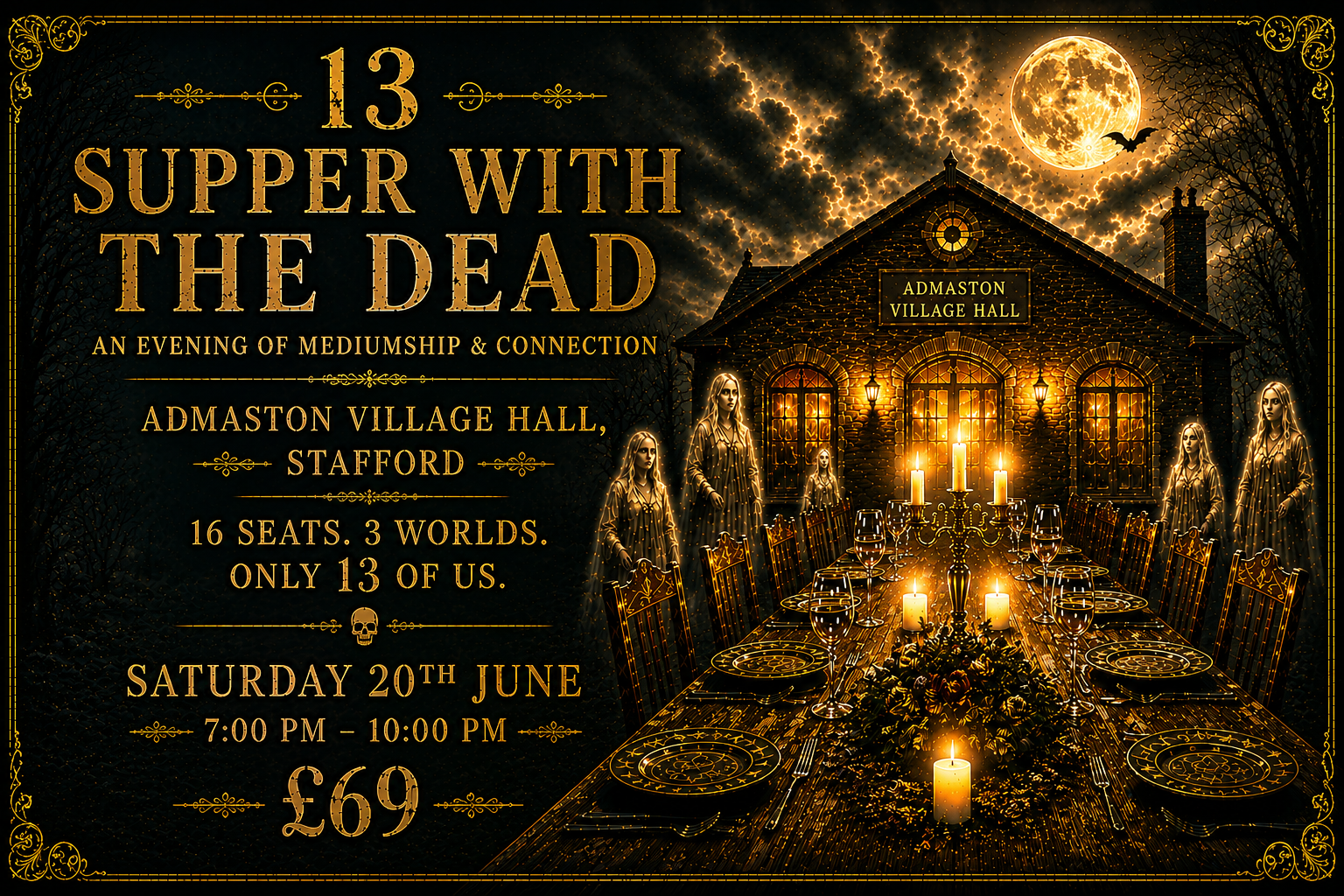 13: Supper with the Dead - An Evening of Mediumship &amp; Connection - Admaston Village Hall, Stafford