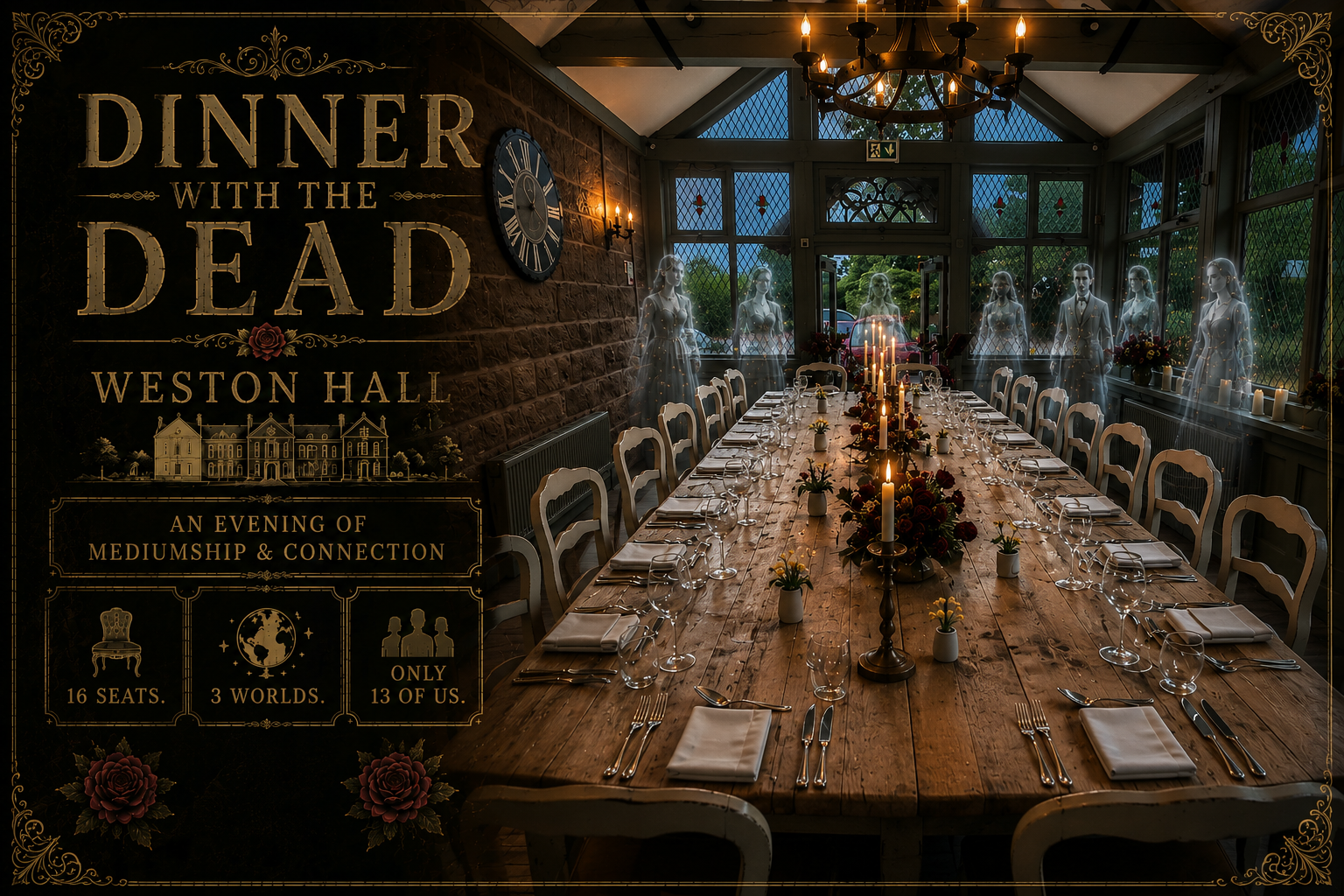 Dinner with the Dead: An Evening of Mediumship &amp; Connection at Weston Hall, Stafford