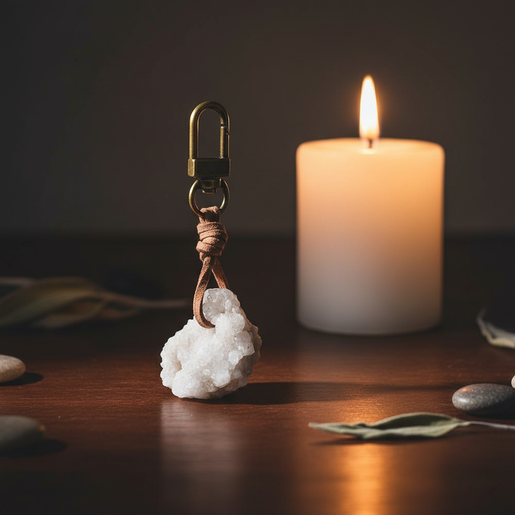 Quartz Cluster Brass Keyring