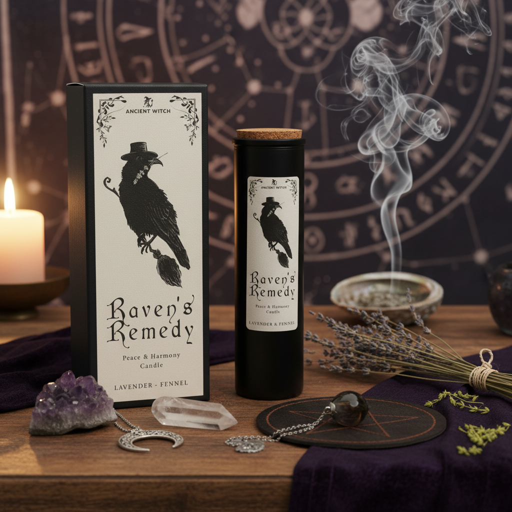 Ancient Witch: Raven’s Remedy Ritual Candle - Healing, Inner Peace, and Emotional Clarity