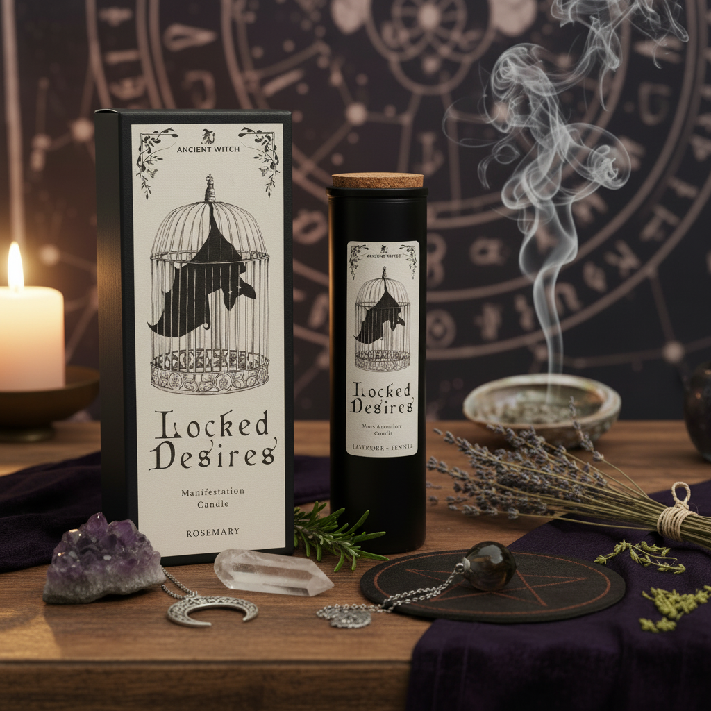 Ancient Witch: Locked Desires Ritual Candle - Manifestation and Unlocking Hidden Potential