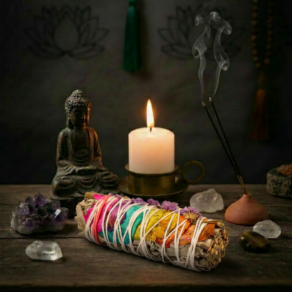 White Sage & Rose Petal Ritual Wand