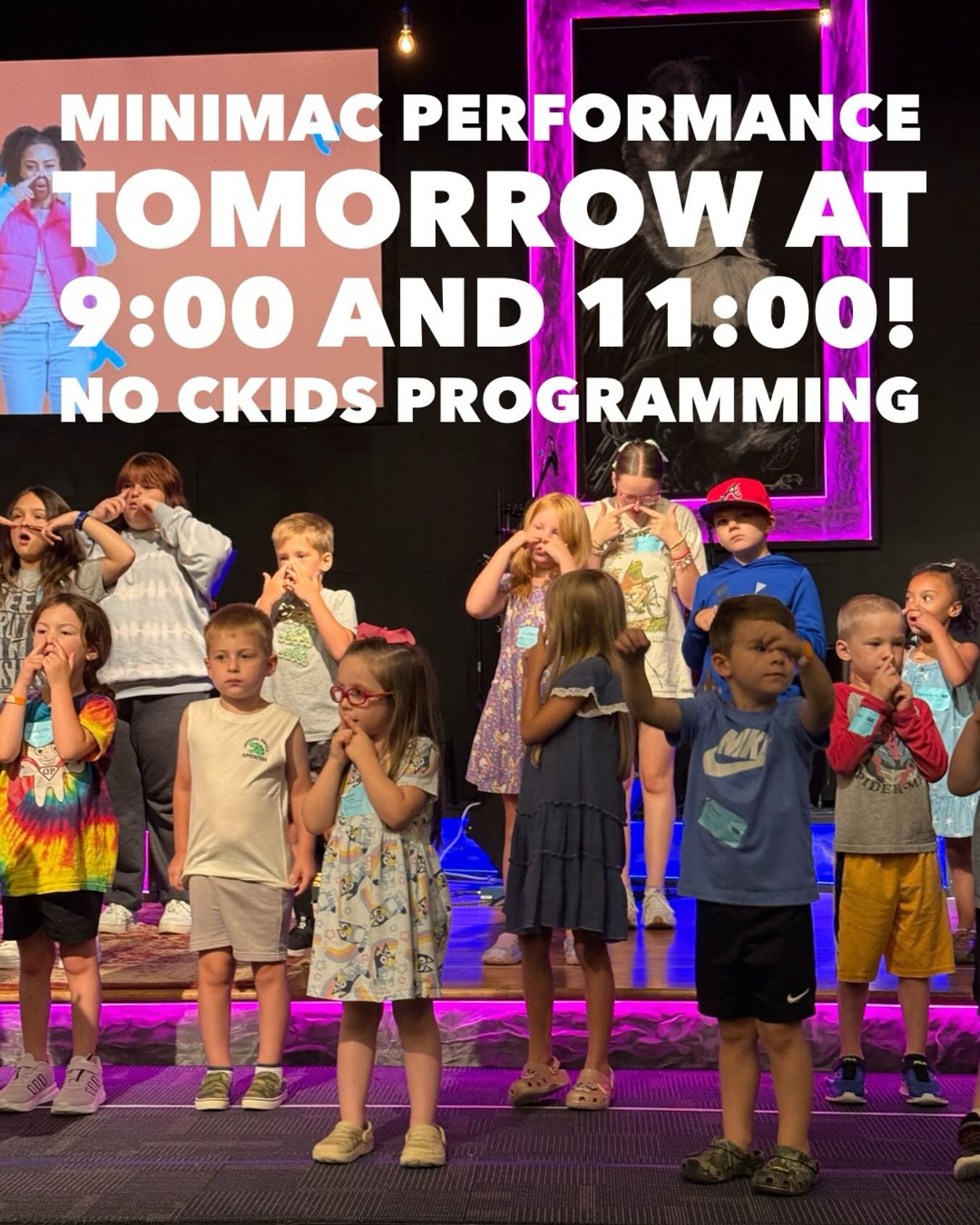 We can&rsquo;t wait to see you in the morning! There will be no ckids programming so bring the whole family to watch the minimac performance as part of the 9:00 or 11:00 service!