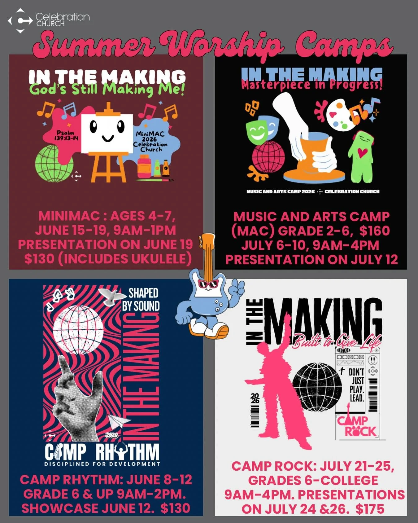 Anybody else excited for summer? Find all the info on these camps at celebrationlive.org/camps