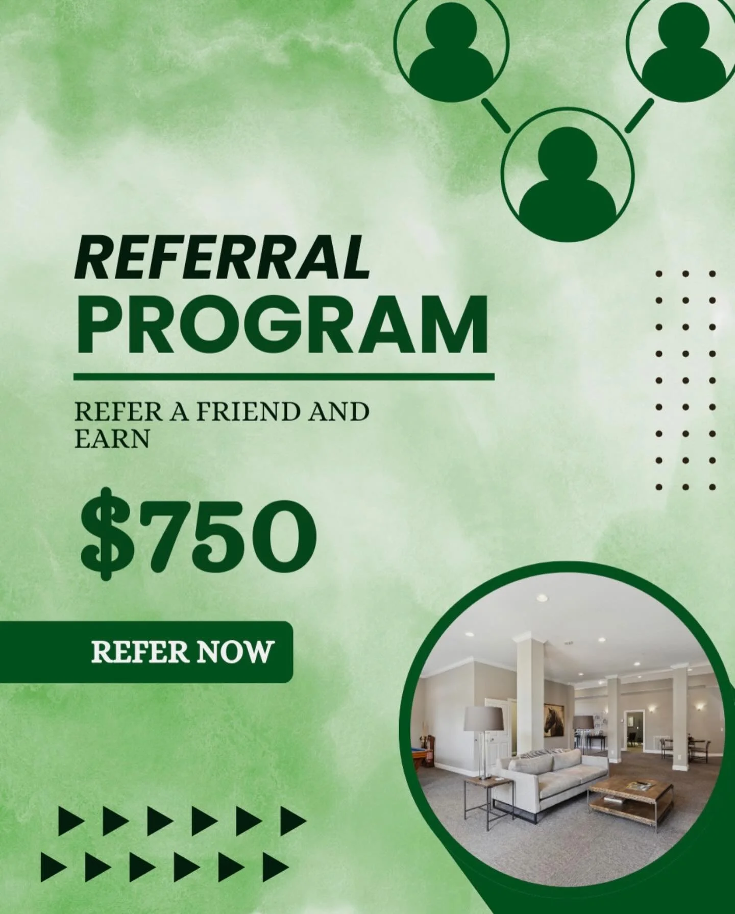 Got friends or family looking for a new place to live? 👀

Send them our way and get rewarded! When your referral moves in, you could earn $750 through our Resident Referral Program. 💰

Tag a friend who should live here 👇 and stop by the office for