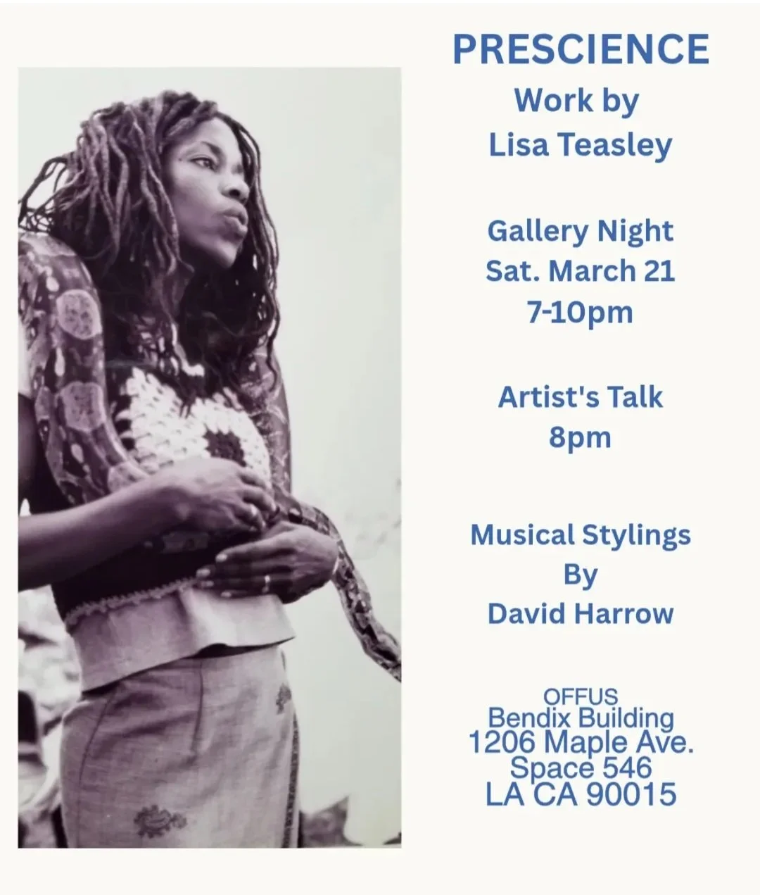 Lisa Teasley Artist Talk &amp; Musician/Producer Dave Harrow DJing