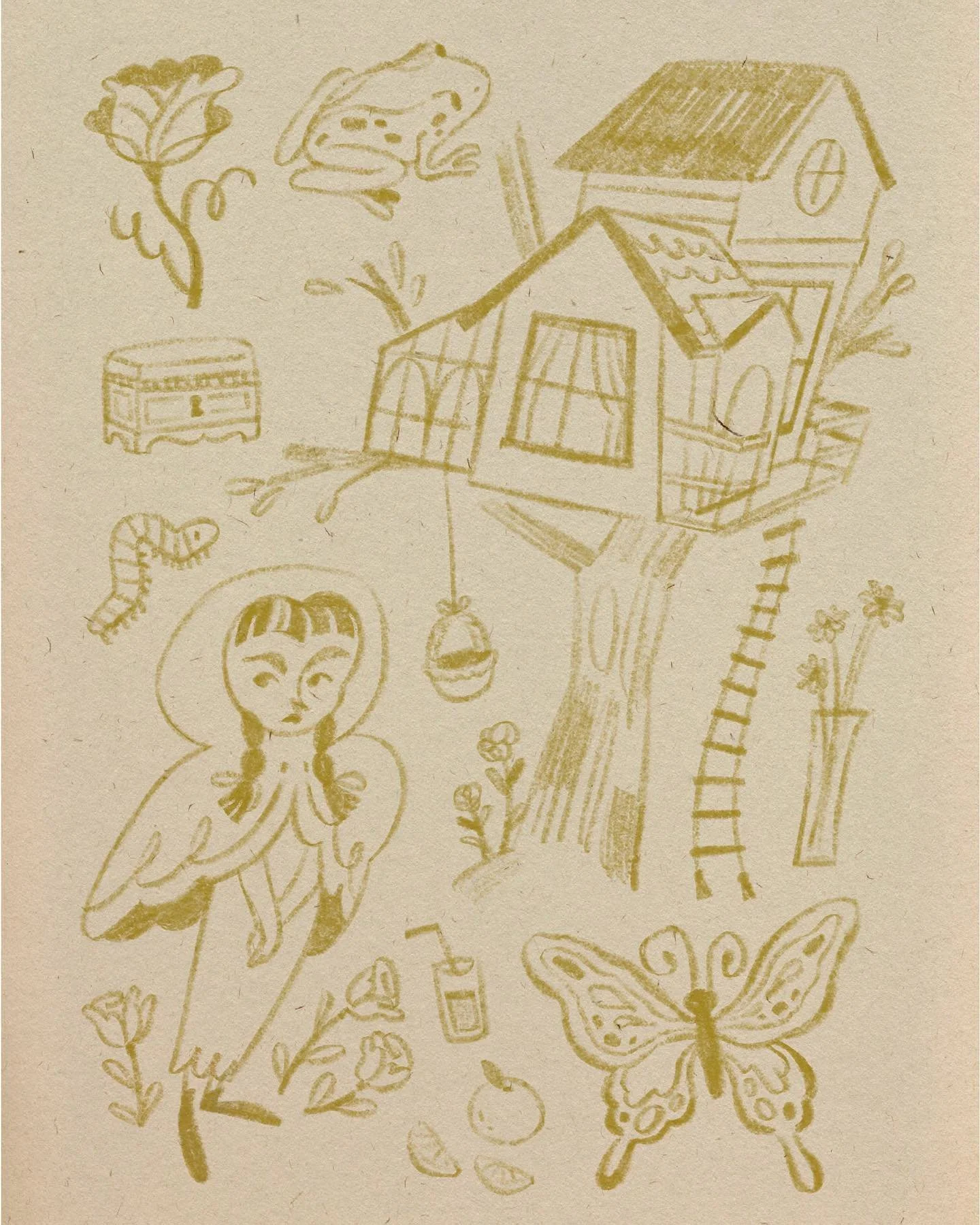 ✏️🌿
I wanted to show some of my process for my Woodland Theater pattern collection. These were the initial sketches I did as I ideated for the project. I developed the motifs on the last page into my final wallpaper pattern!

Paper texture by Kiwihu