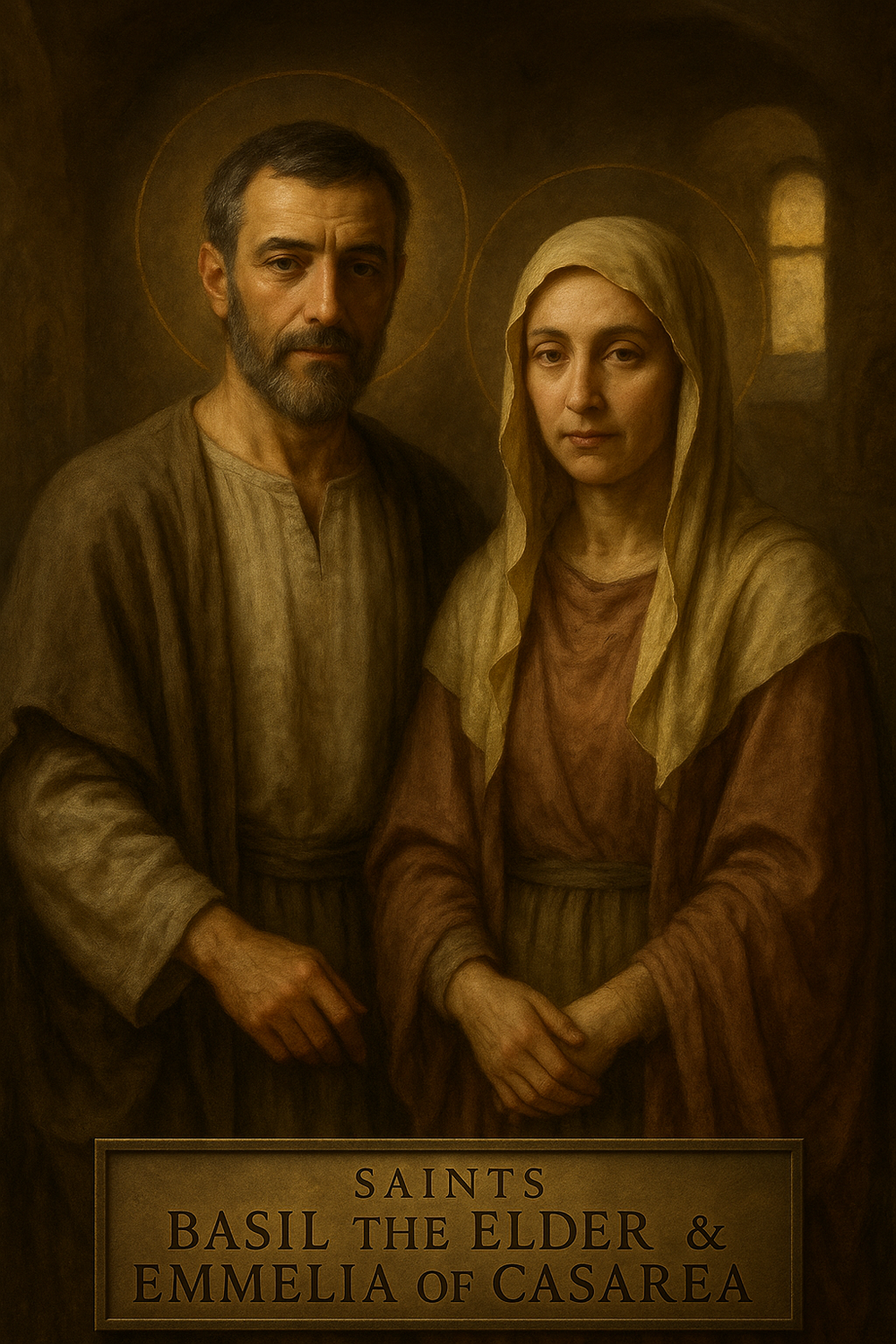 Saints Basil the Elder and Emmelia Prayer Card — Eastern Orthodox parents of four saints