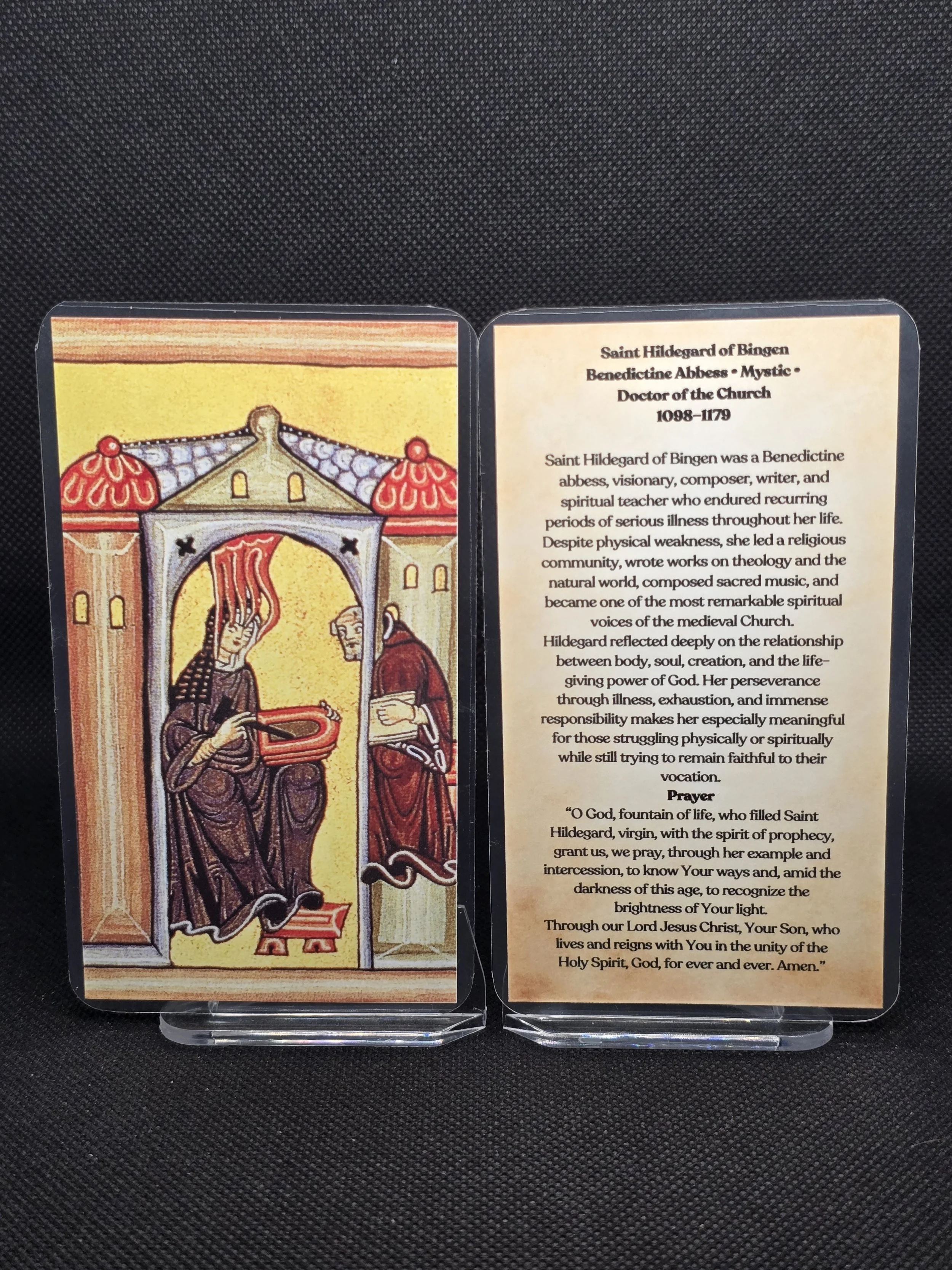 Saint Hildegard of Bingen Prayer Card – Patron for Chronic Illness, Hormonal Imbalance & Spiritual Burnout