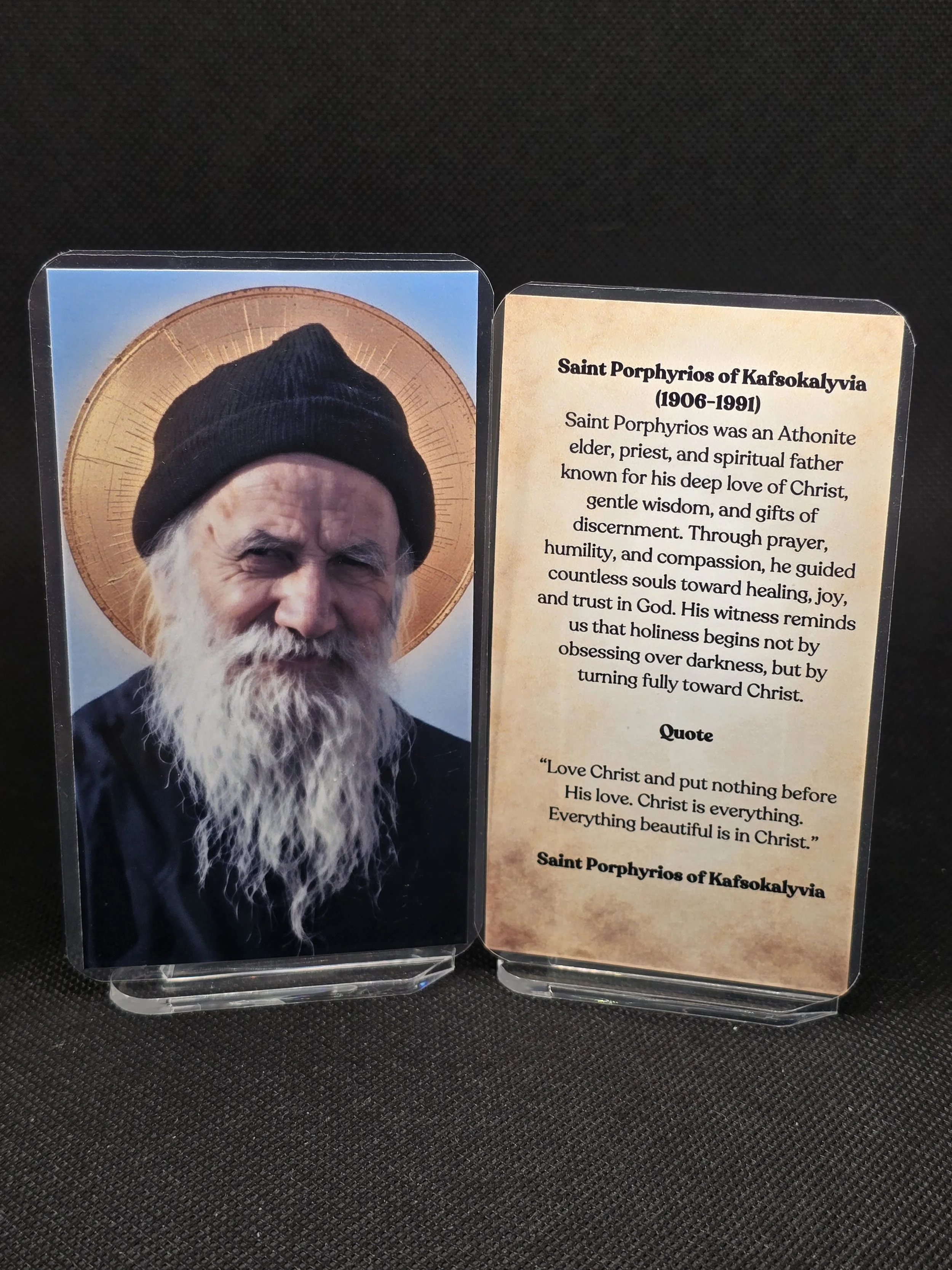 Porphyrios of Kavsokalyvia Prayer Card – Patron for Anxiety Relief, Healing from Depression & Guidance Through Spiritual Confusion
