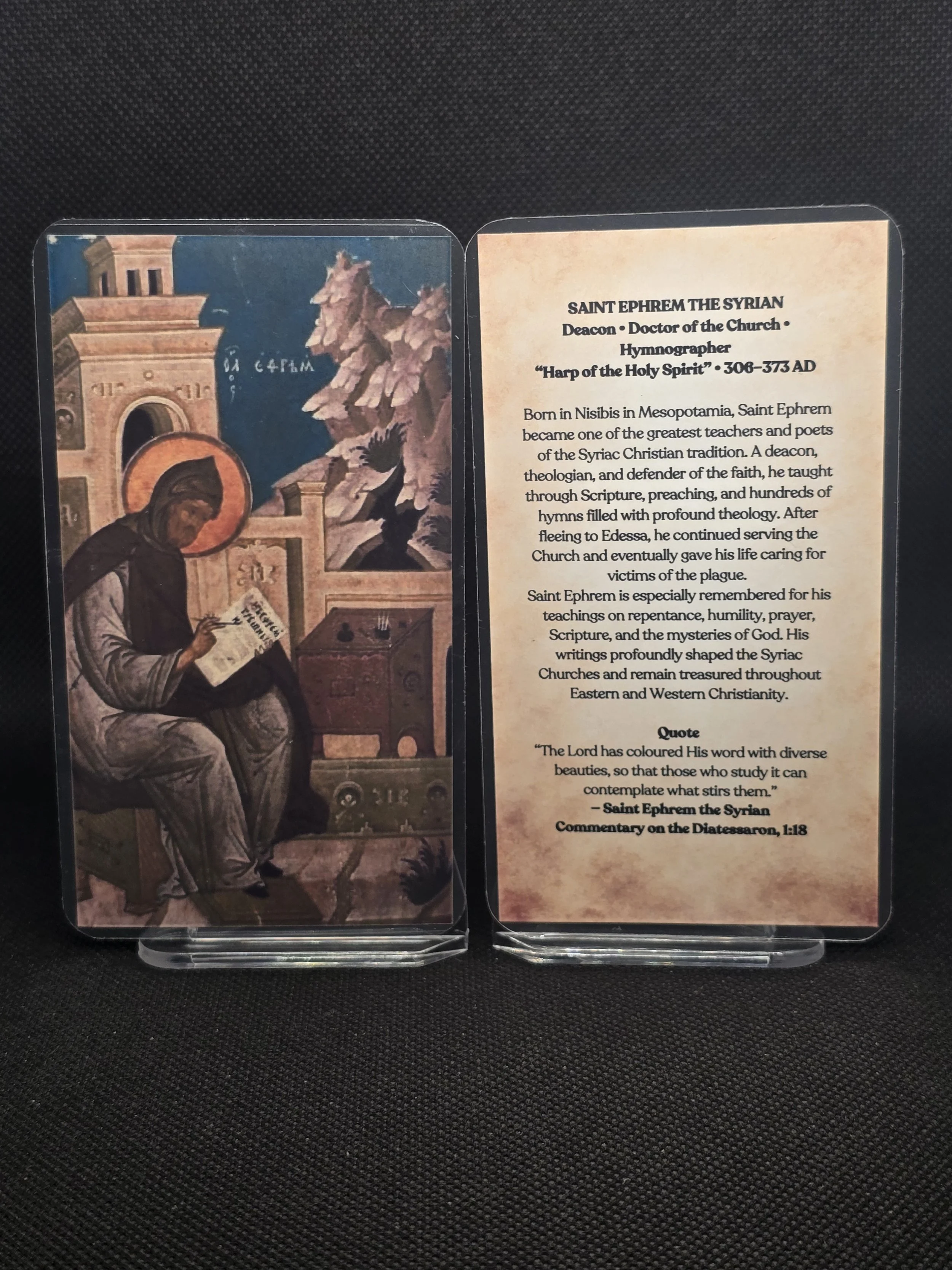 Saint Ephrem the Syrian Prayer Card – Patron for Repentance, Spiritual Dryness & Healing the Wounded Heart