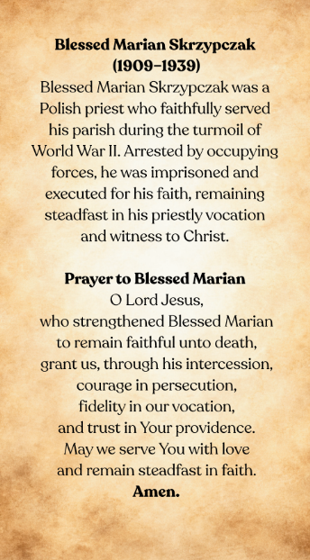 Blessed Marian Skrzypczak prayer card back.png