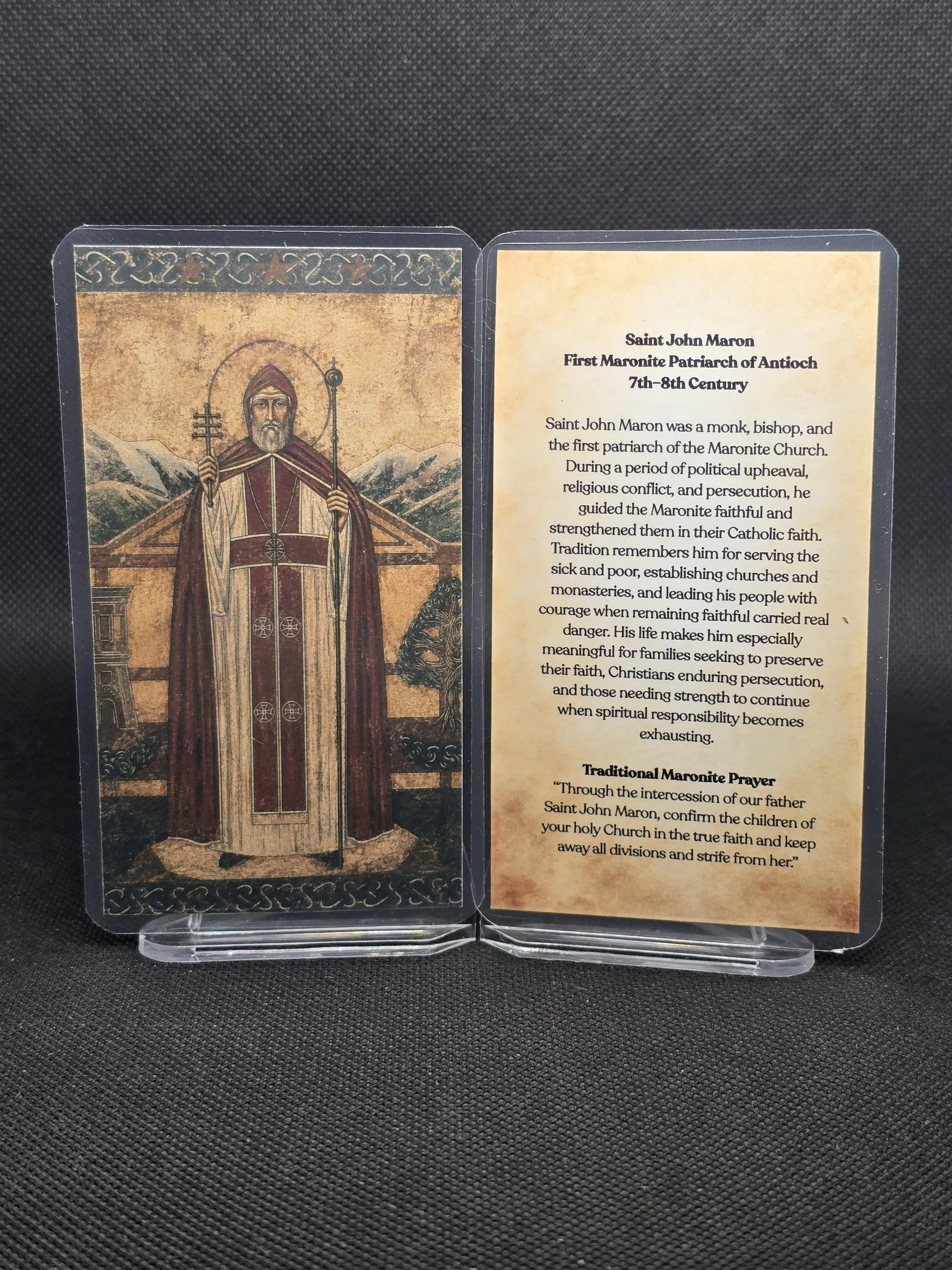 Saint John Maron Prayer Card – Patron for Perseverance Under Persecution, Protection of the Family Faith & Strength During Spiritual Burnout