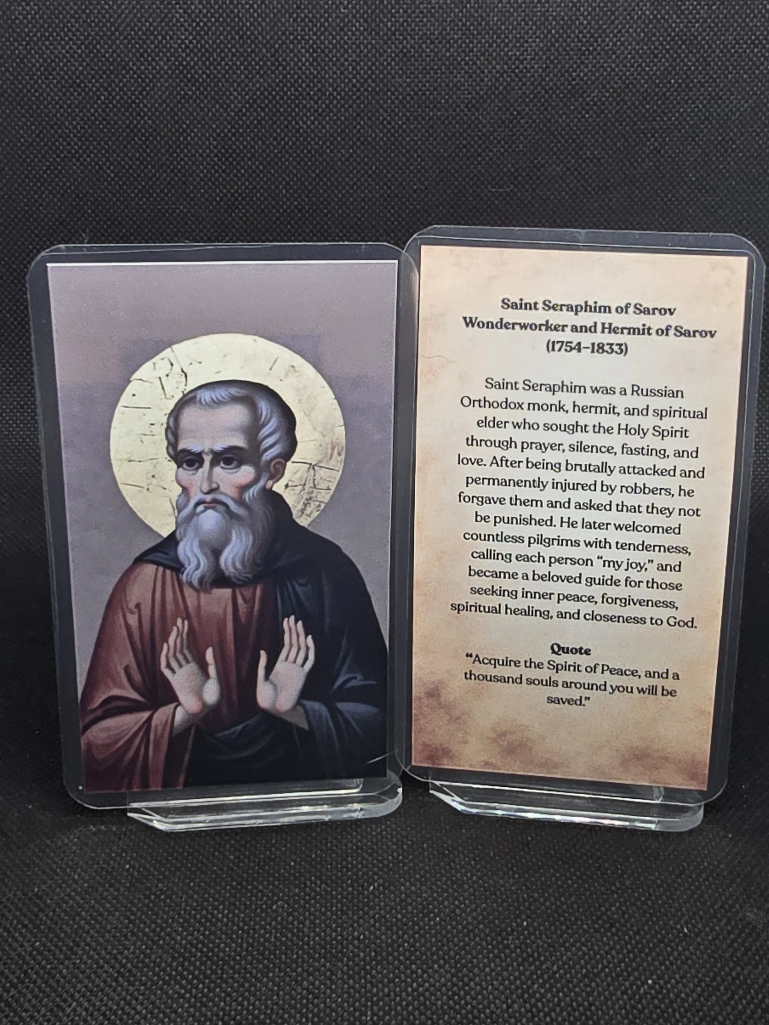 Saint Seraphim of Sarov Prayer Card – Patron for Anxiety Relief, Depression Healing & Physical Illness