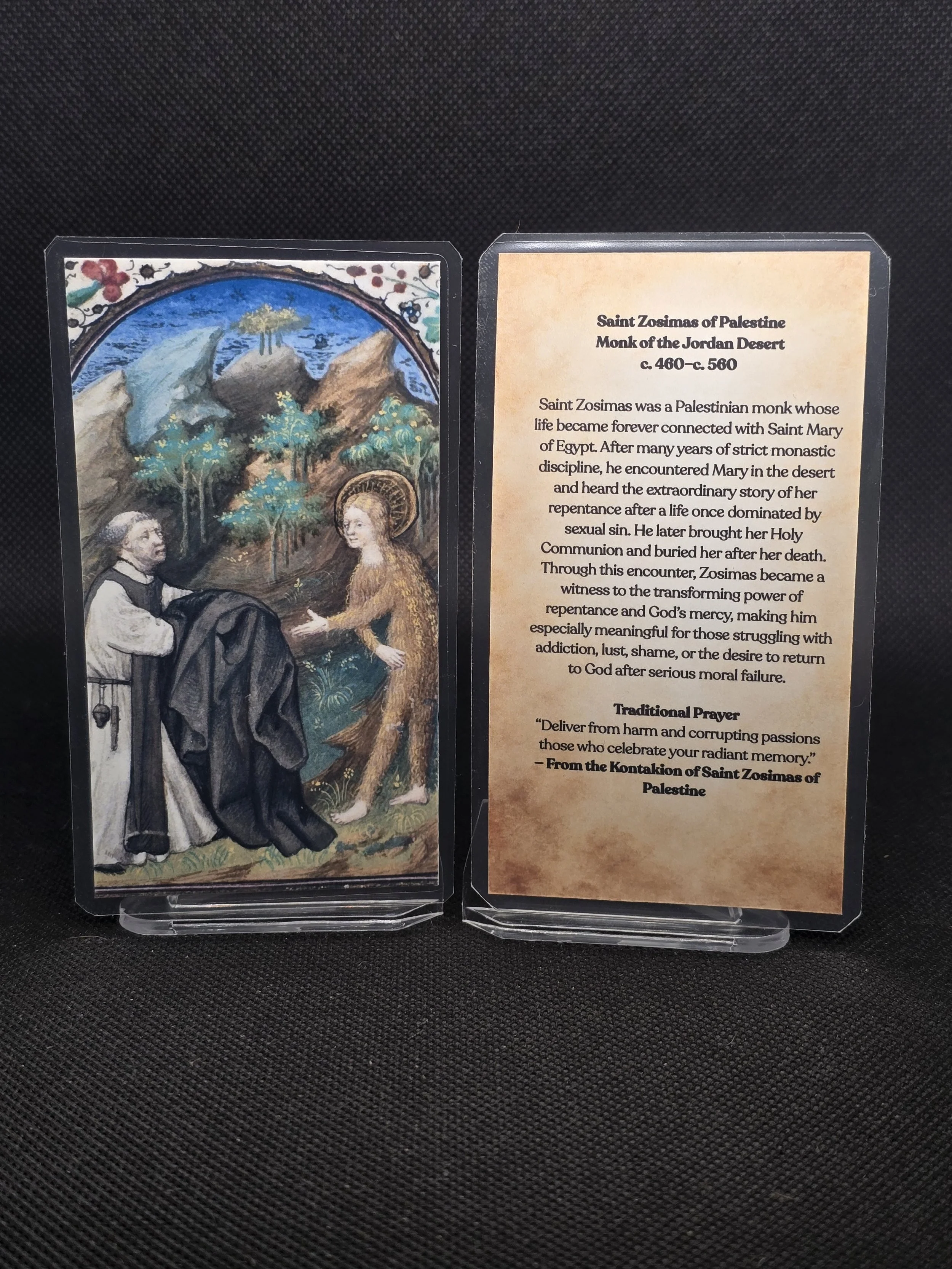 Saint Zosimas of Palestine Prayer Card – Patron for Overcoming Addiction, Freedom from Lust & Returning to God After Moral Failure