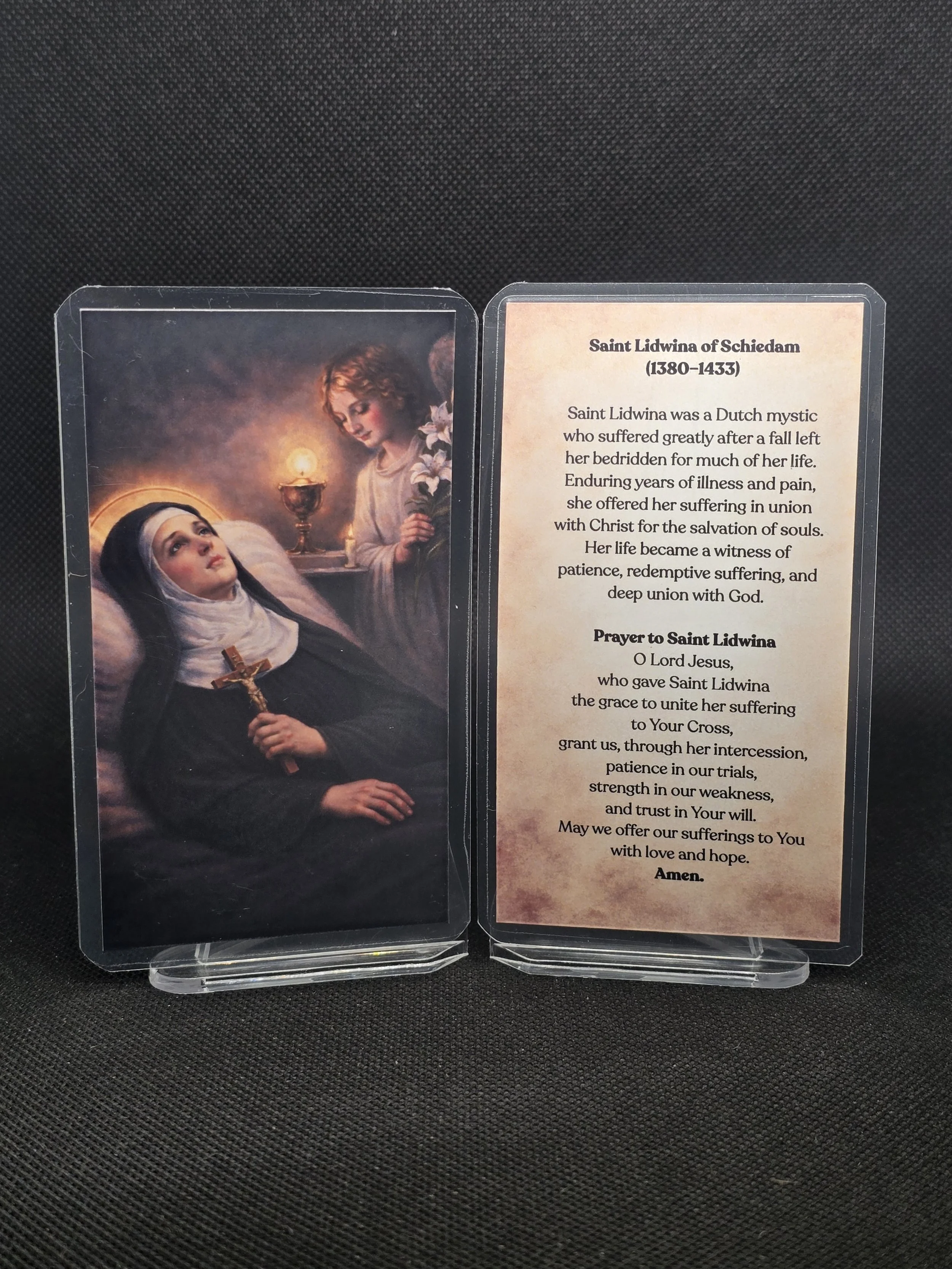 Saint Lidwina of Schiedam Prayer Card – Patron for Chronic Pain, Disability & Long-Term Illness