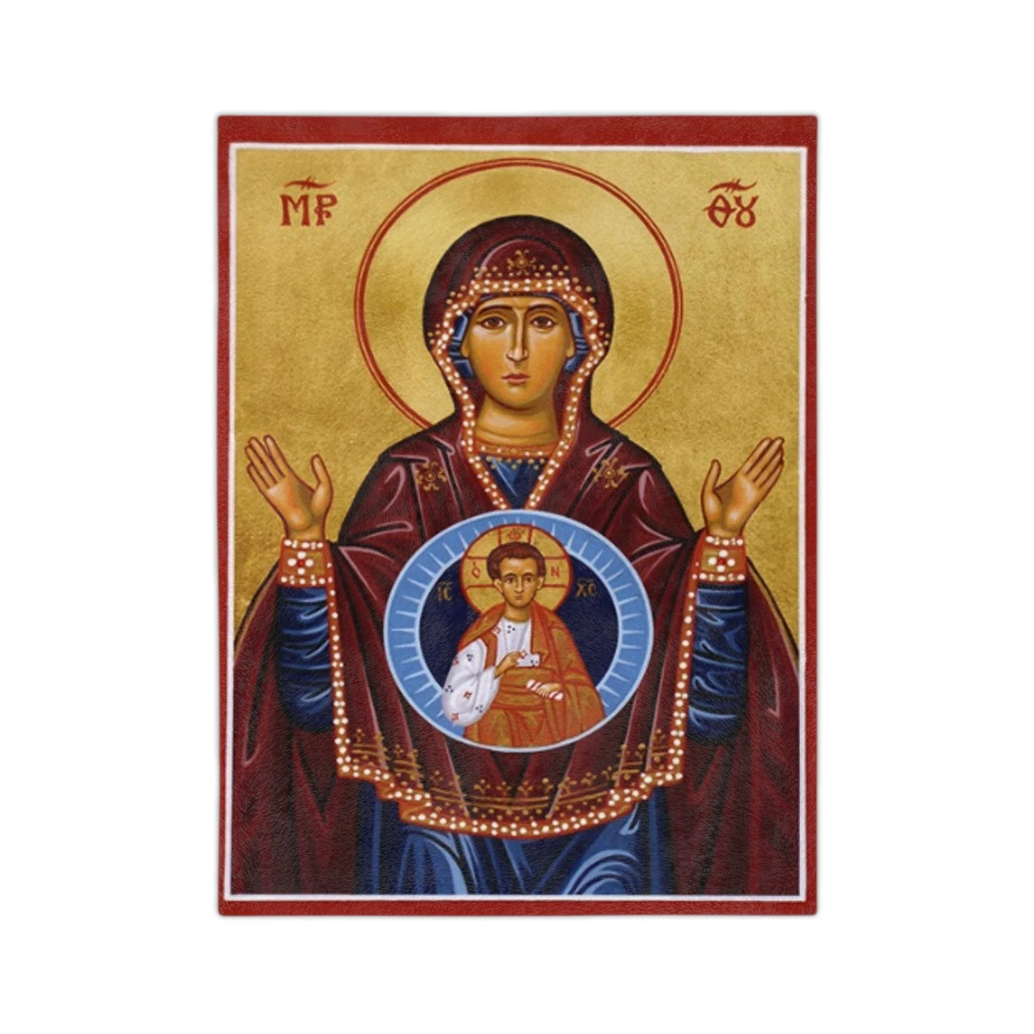 Religious Velveteen Blanket. Iconic Mother Mary/Virgin Mary microfiber throw blanket, plush and cozy, ideal faith-based home decor or prayer companion gift.