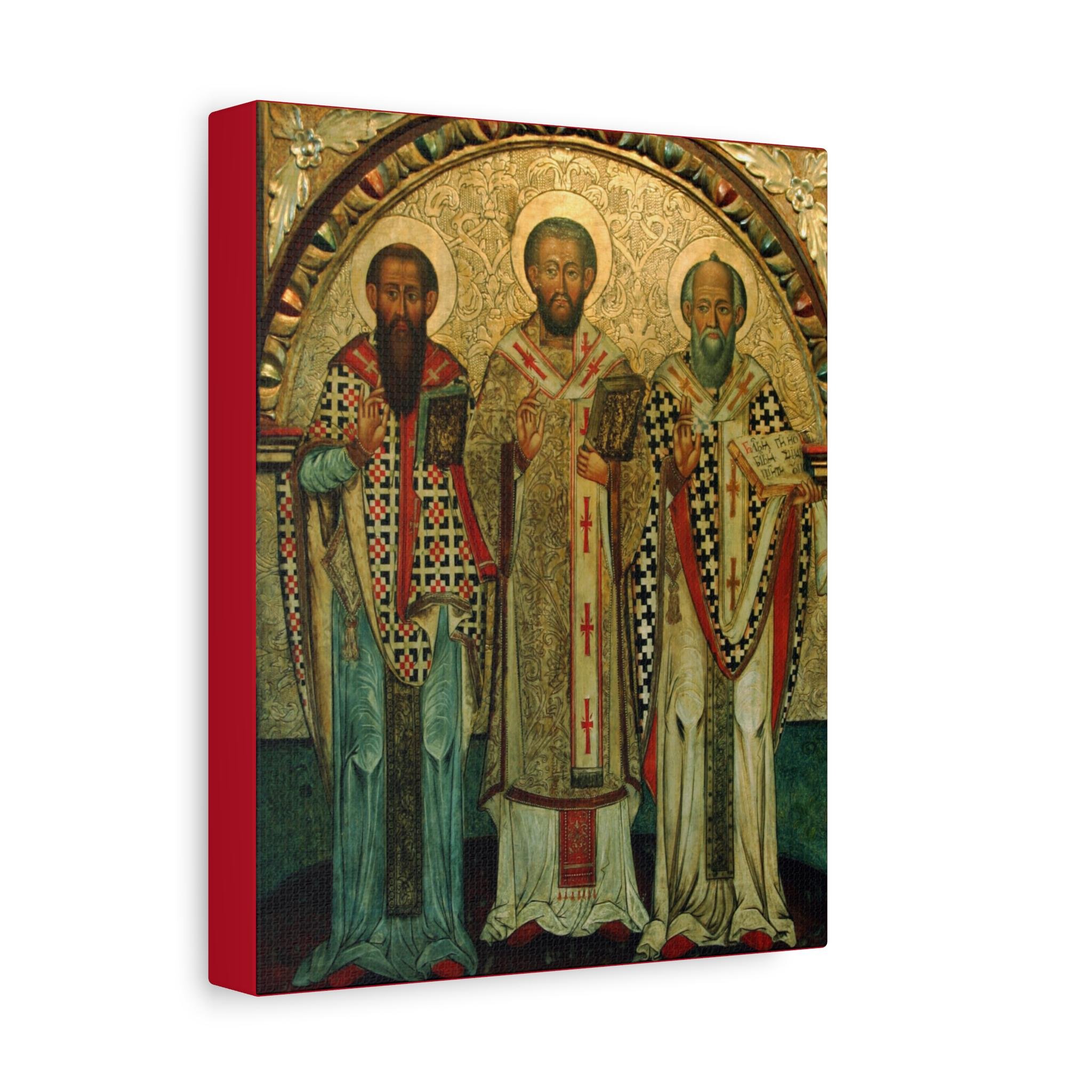 Three Holy Hierarchs Icon Canvas Print — St Basil, Gregory Nazianzen, John Chrysostom