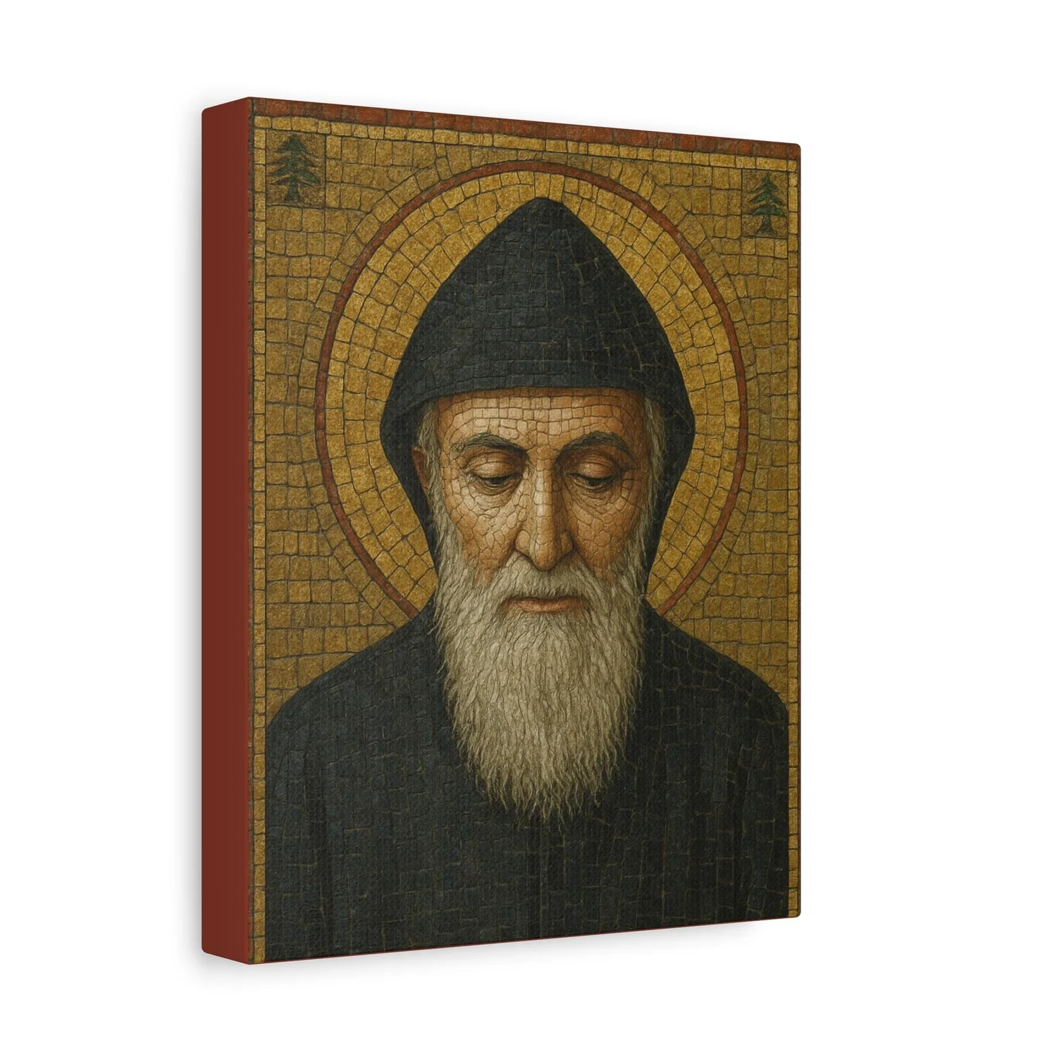 Saint Charbel Mosaic Icon Canvas