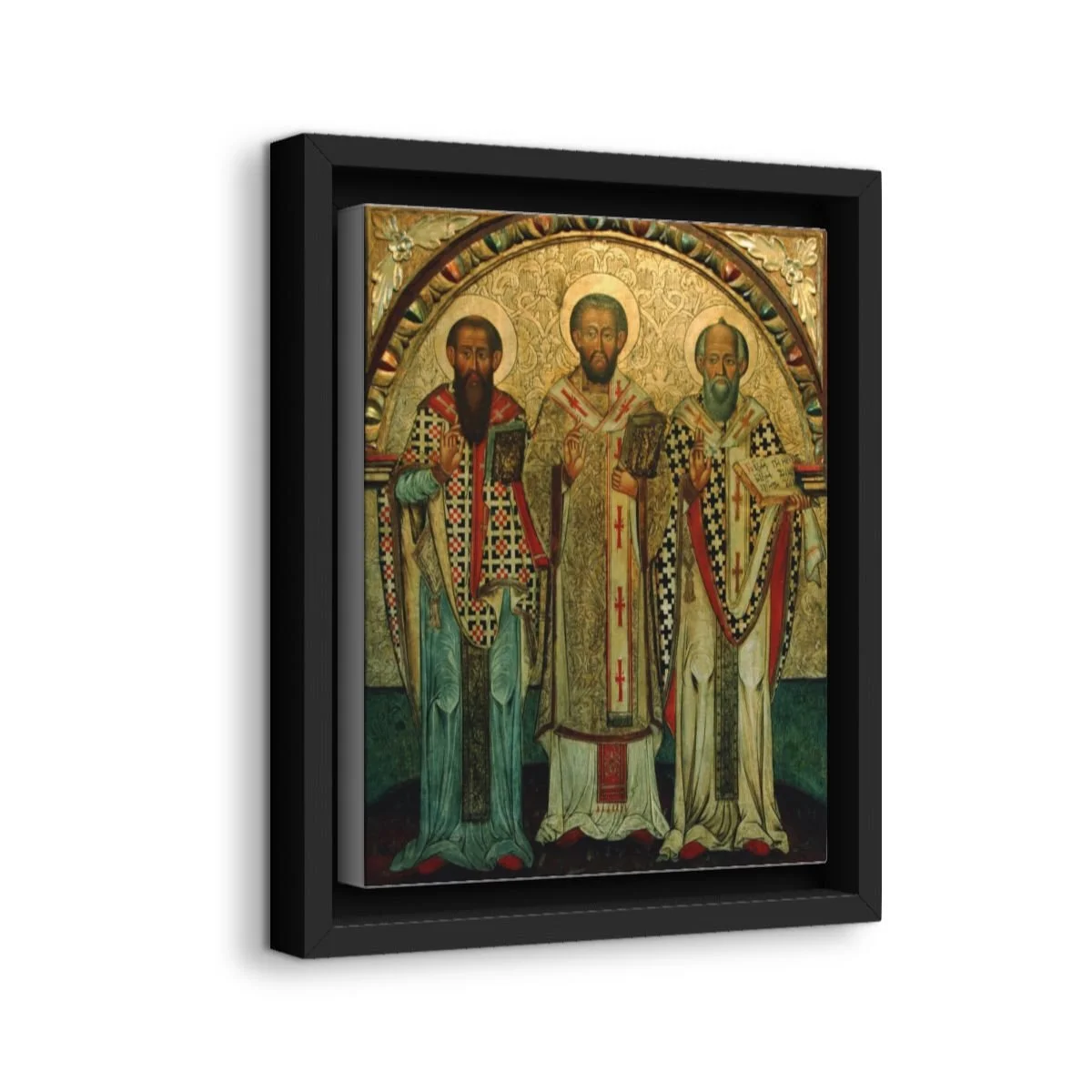 The Three Holy Hierarchs icon on gallery-wrapped canvas, product photo 2