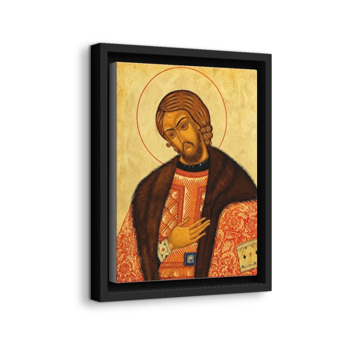 Saint Alexander Nevsky icon on gallery-wrapped canvas, product photo 2