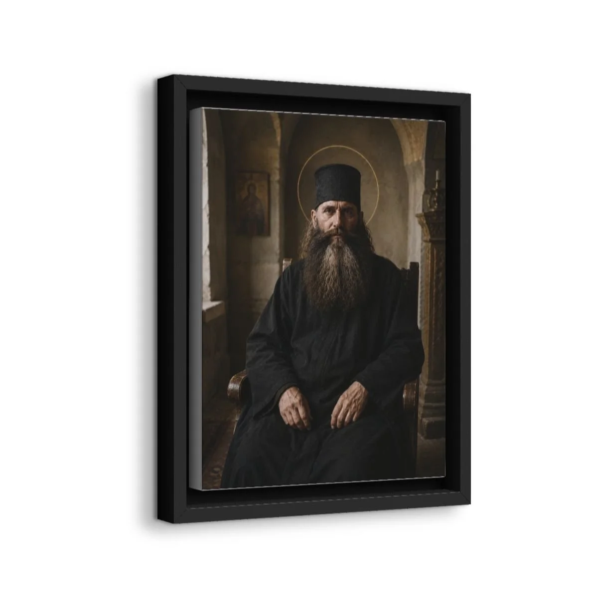Saint Silouan the Athonite icon on gallery-wrapped canvas, product photo 2
