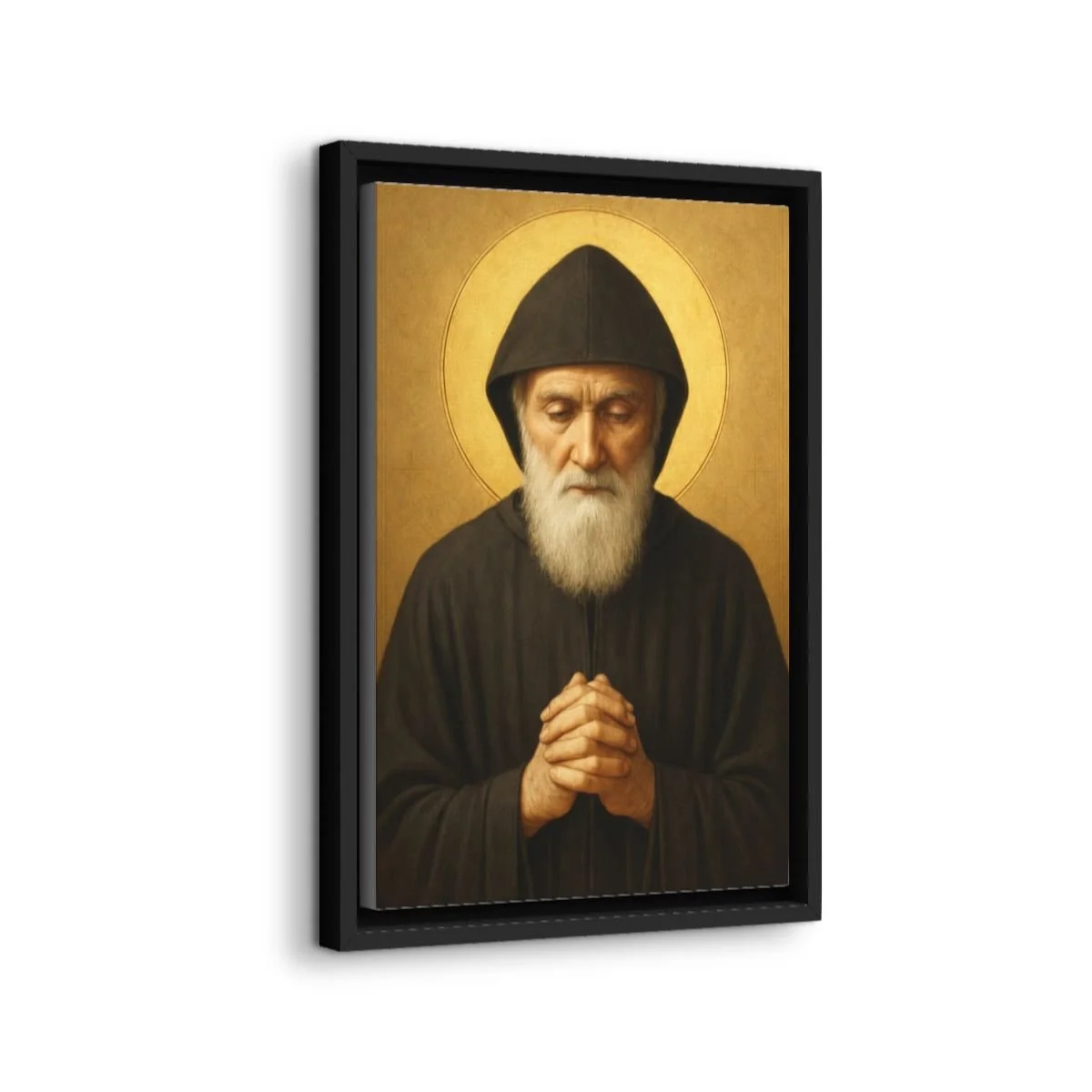 Saint Charbel icon on gallery-wrapped canvas, product photo 2