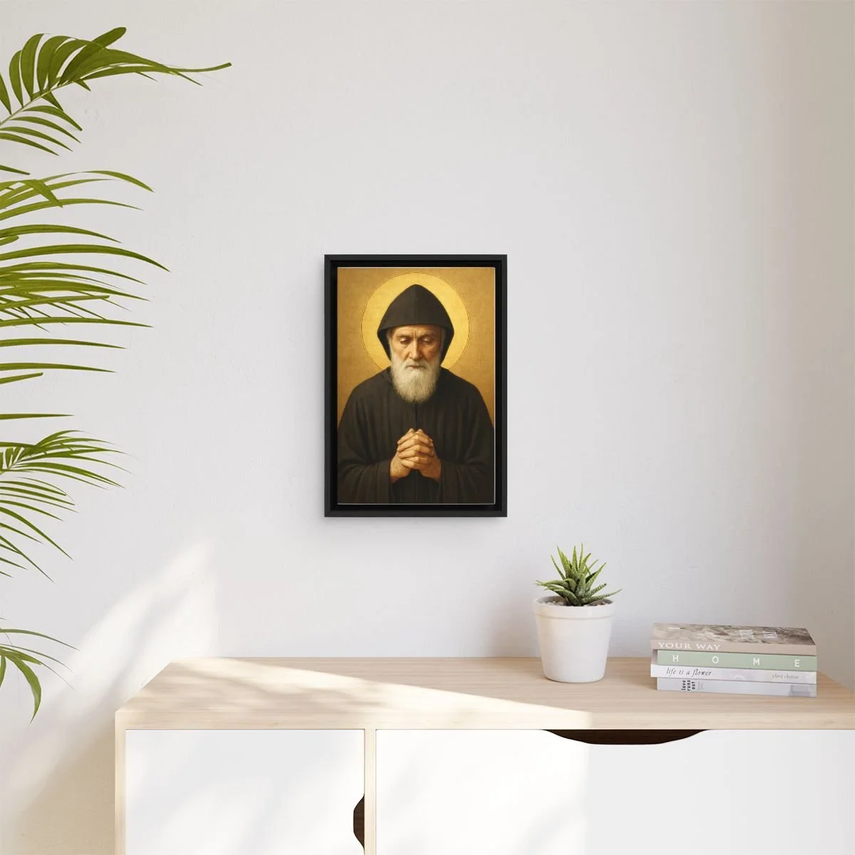 Saint Charbel icon on gallery-wrapped canvas, product photo 3