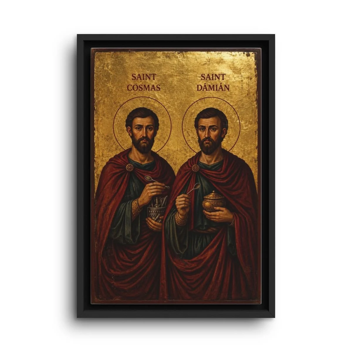 Saints Cosmas and Damian framed canvas icon print