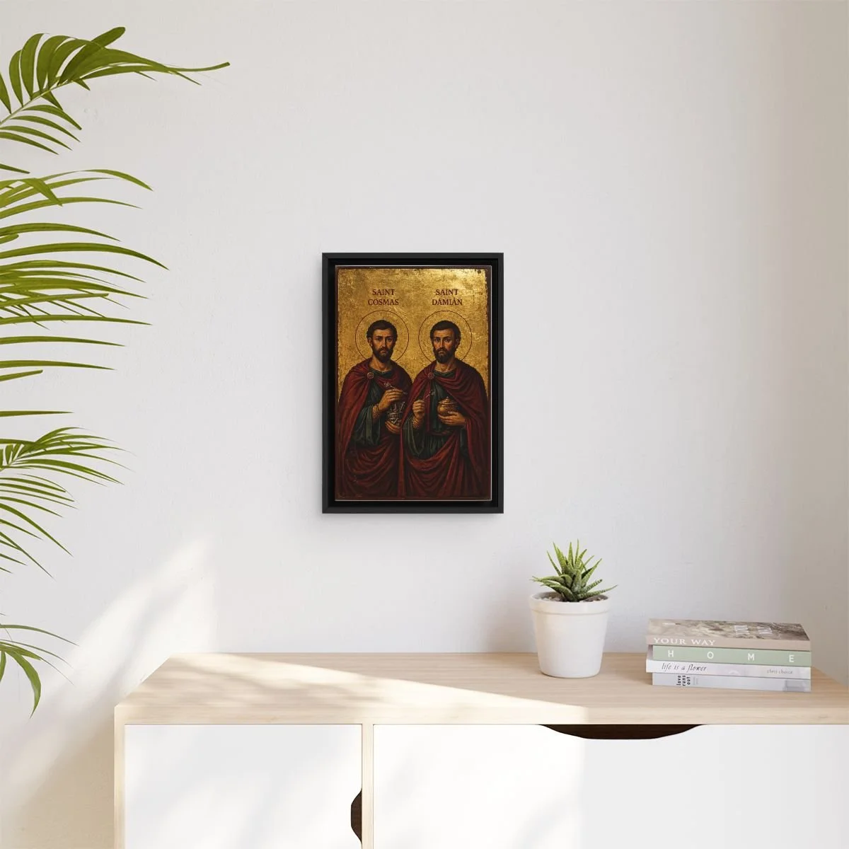 Saints Cosmas and Damian icon on gallery-wrapped canvas, product photo 3