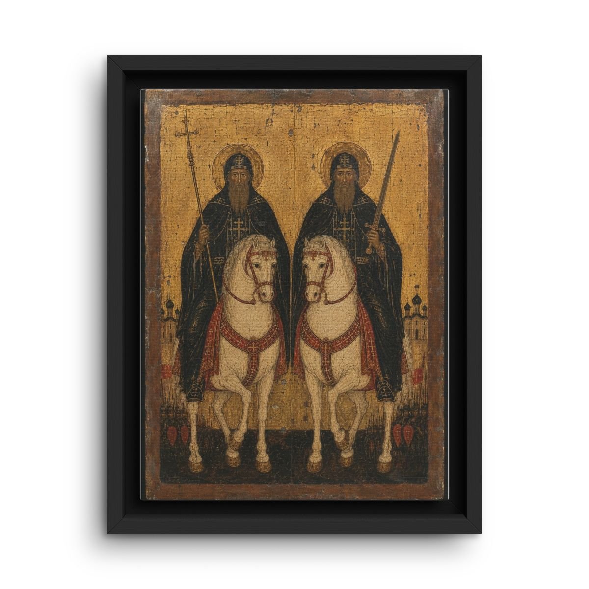 Saints Alexander Peresvet and Andrei Oslyabya framed canvas icon print