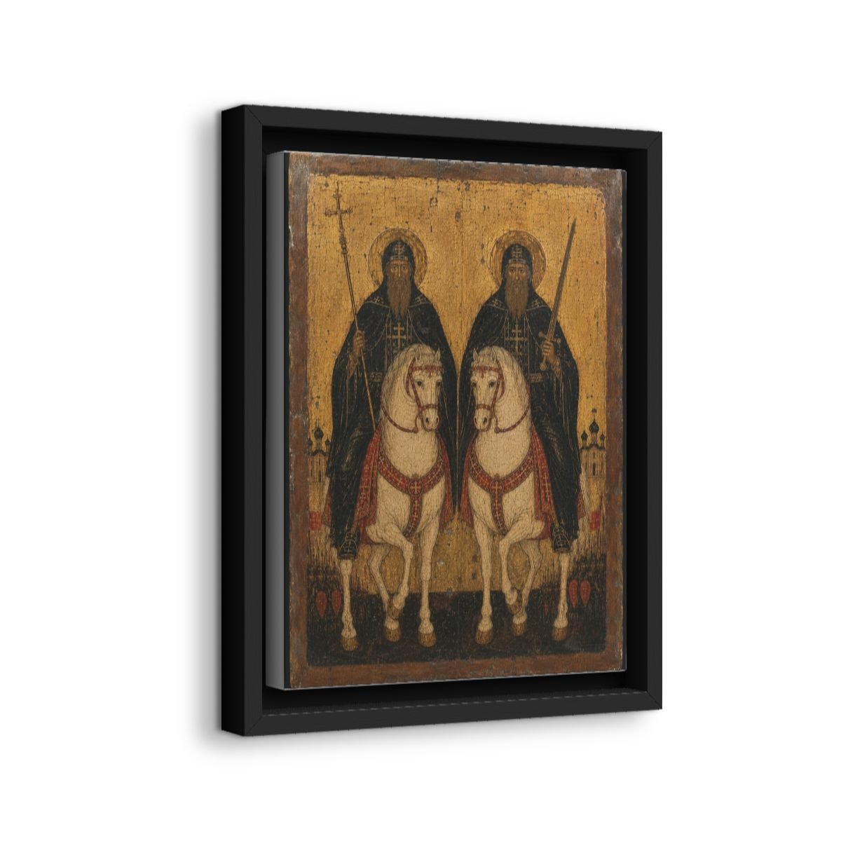Saints Alexander Peresvet and Andrei Oslyabya icon on gallery-wrapped canvas, product photo 2