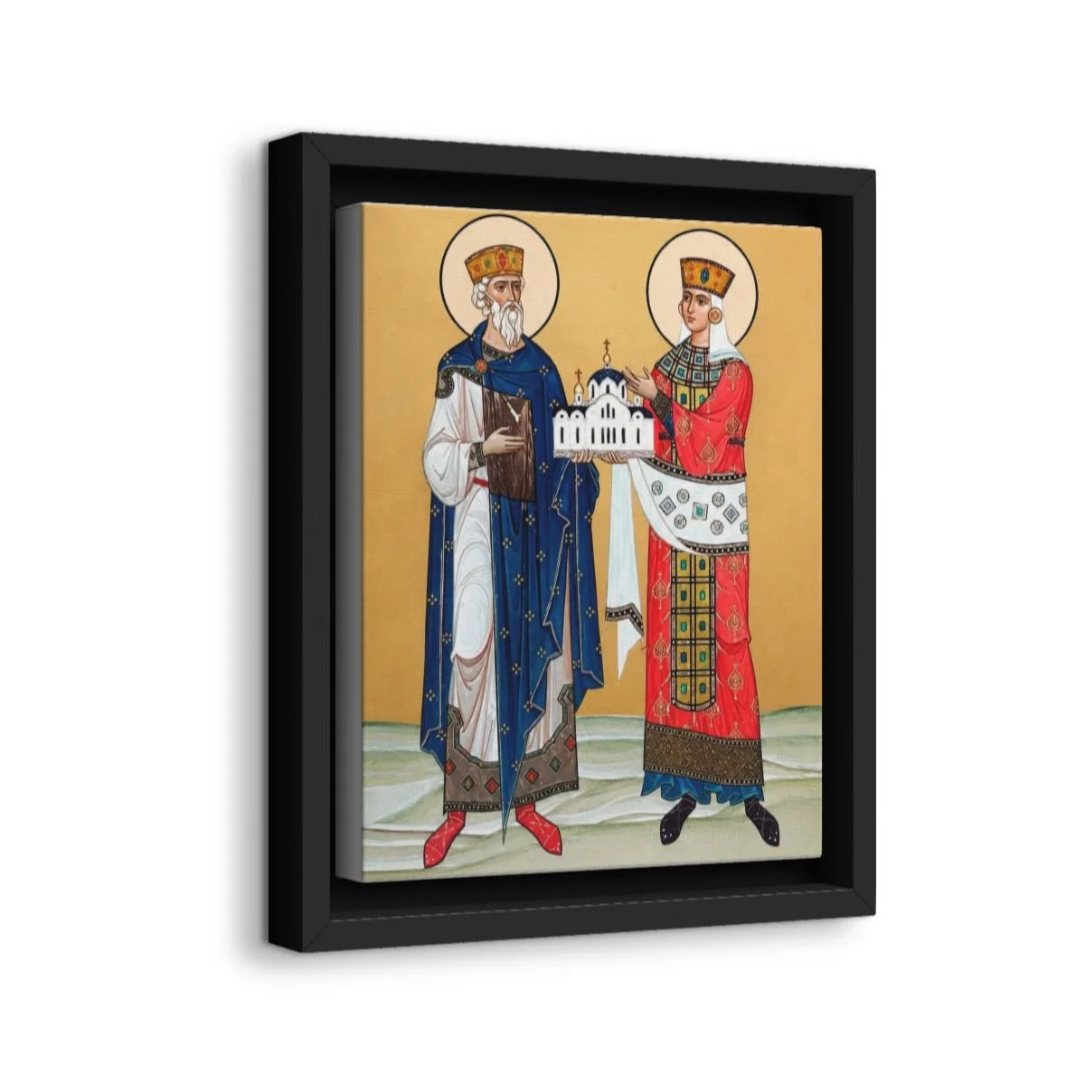 Saint Olga & Saint Vladimir the Great icon on gallery-wrapped canvas, product photo 2