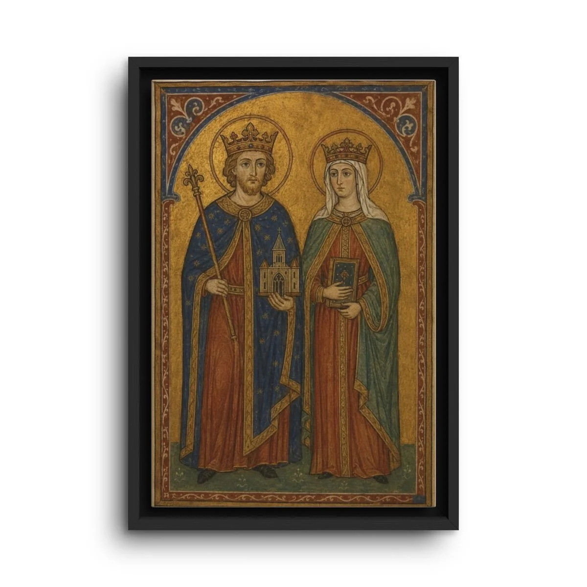 Saint Edward the Confessor & Queen Edith of Wessex framed canvas icon print