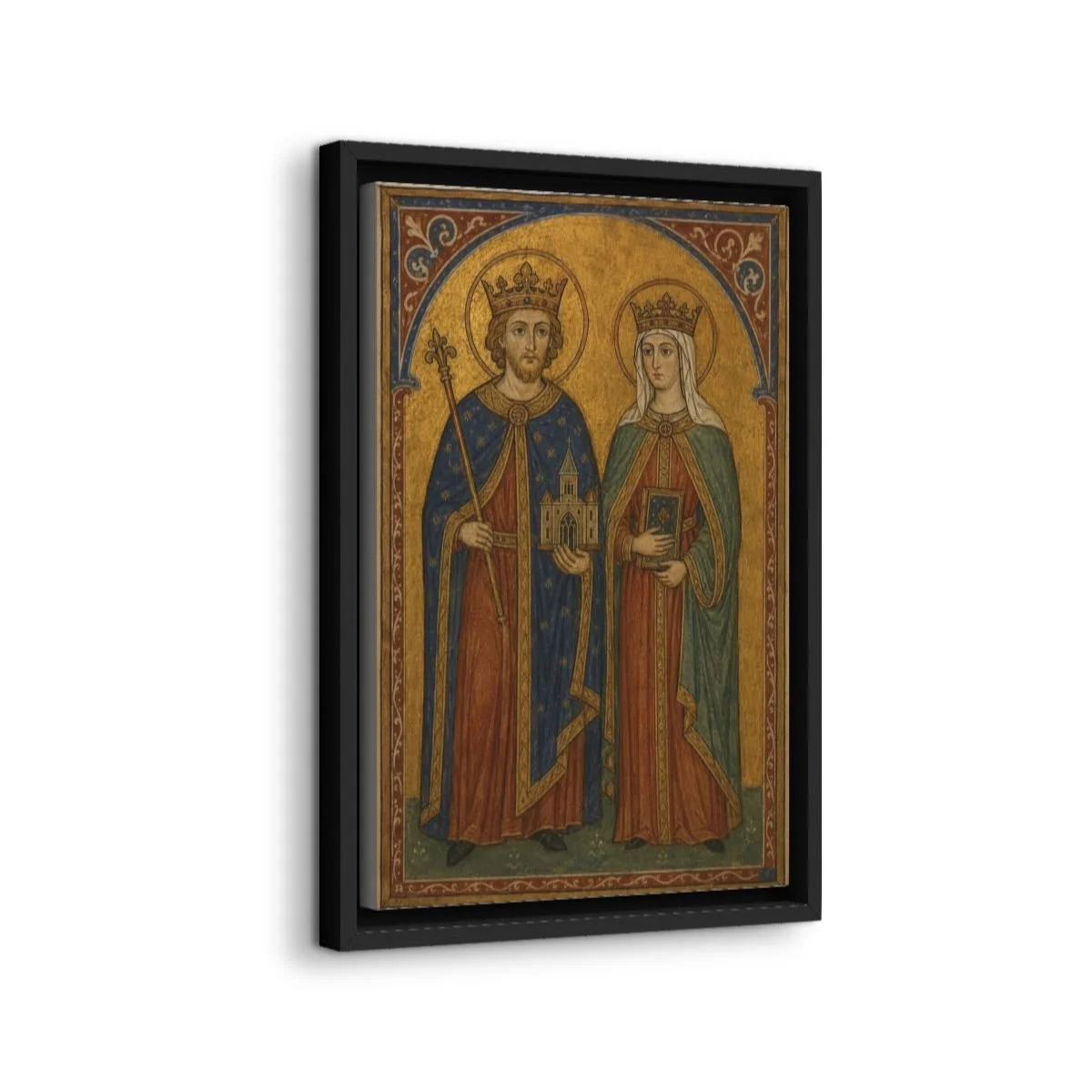 Saint Edward the Confessor & Queen Edith of Wessex icon on gallery-wrapped canvas, product photo 2