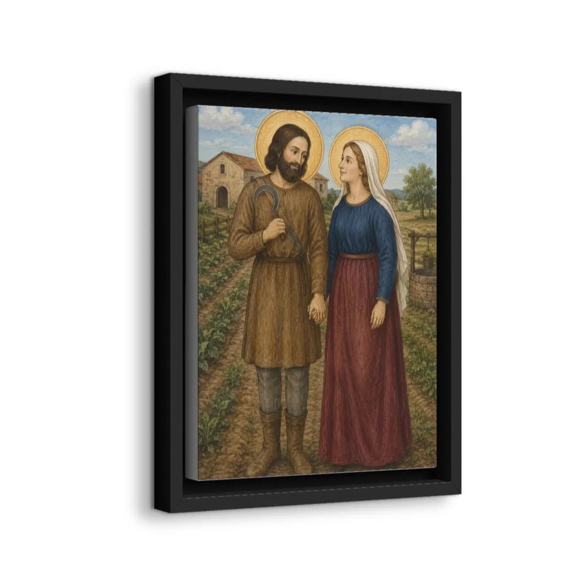 Saint Isidore the Farmer icon on gallery-wrapped canvas, product photo 2