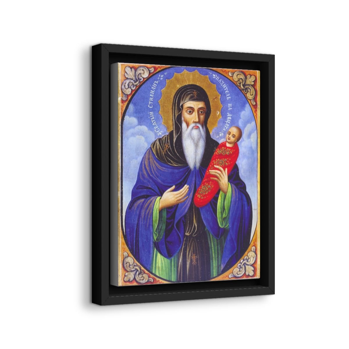 Saint Stylianos of Paphlagonia icon on gallery-wrapped canvas, product photo 2