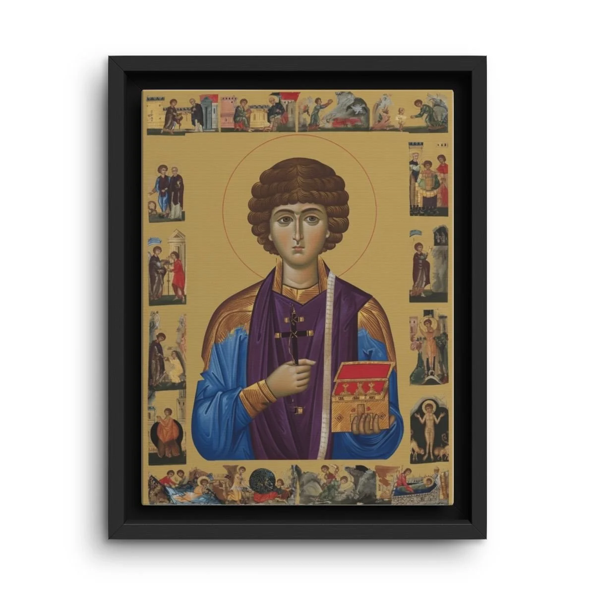 Saint Panteleimon framed canvas icon print