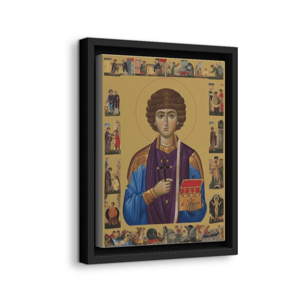 Saint Panteleimon icon on gallery-wrapped canvas, product photo 2