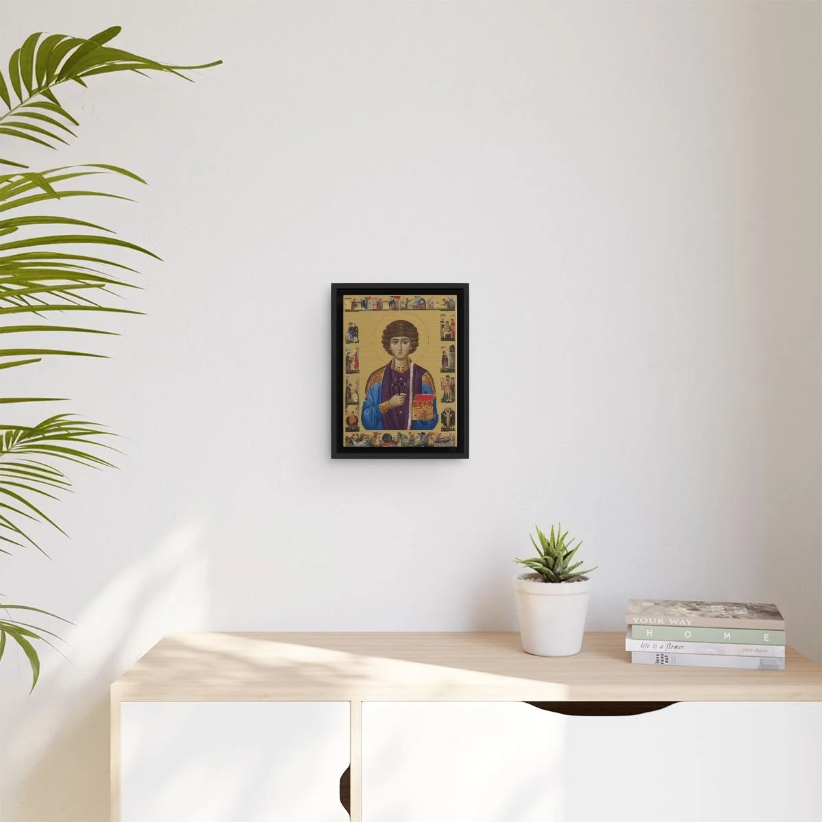 Saint Panteleimon icon on gallery-wrapped canvas, product photo 3