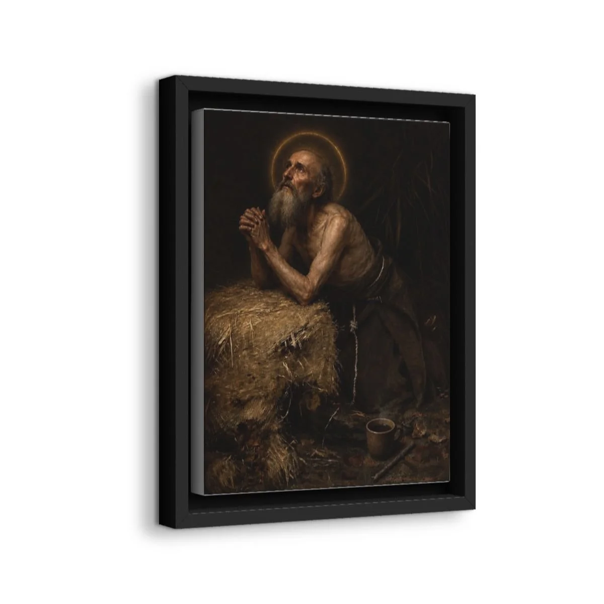 Saint Drogo icon on gallery-wrapped canvas, product photo 2