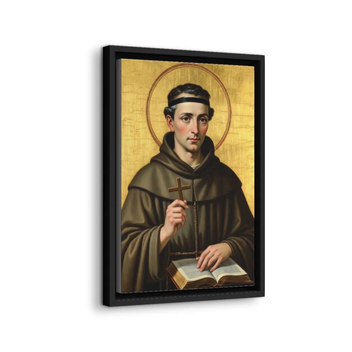 Saint Benedict of Nursia icon on gallery-wrapped canvas, product photo 2